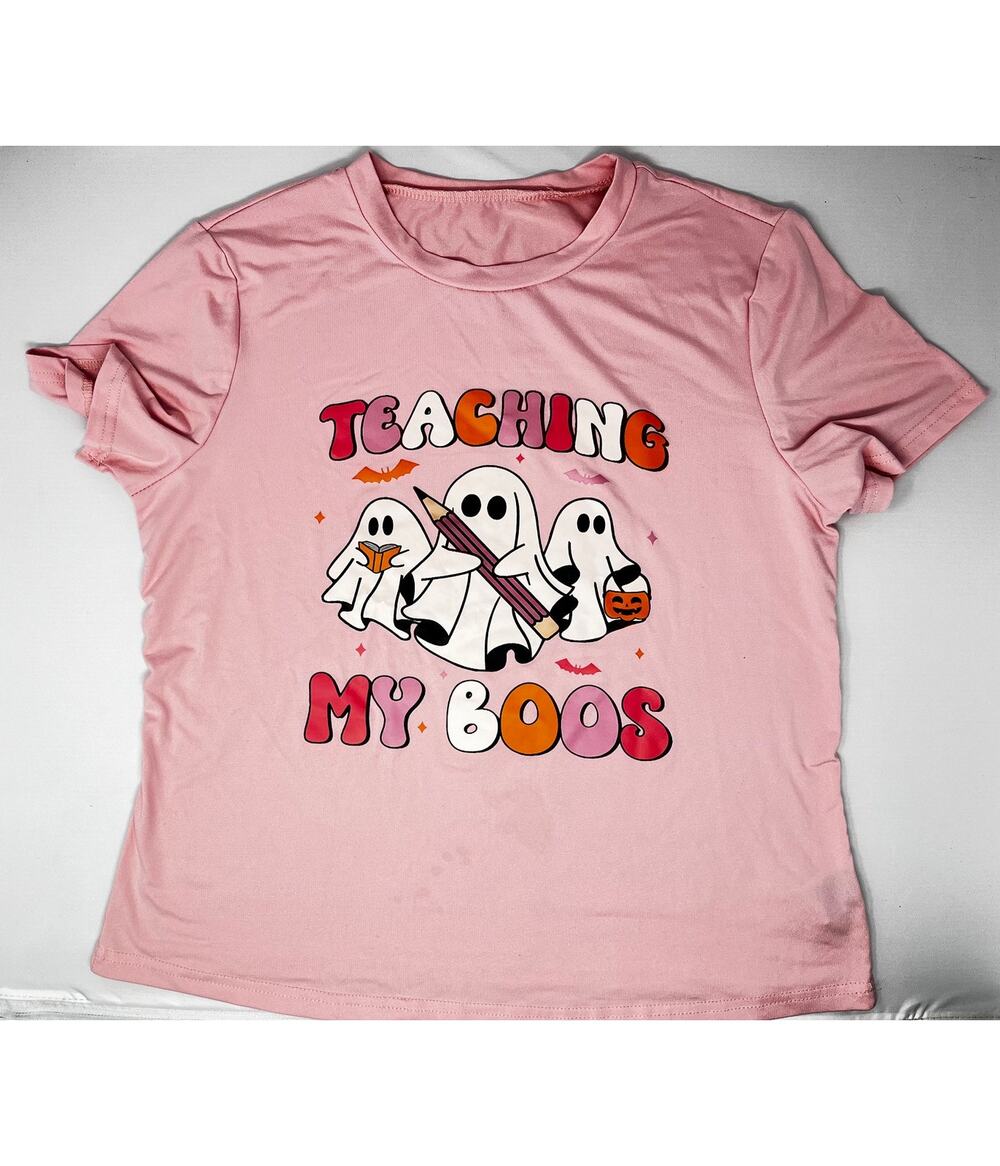 Teacher Tshirt Teaching My Boos Size M Pre-Owned light stains Halloween Educator